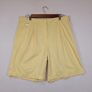 Preppy Lizgolf Women 10 Yellow Pleated Kylie Bermuda Golf Shorts